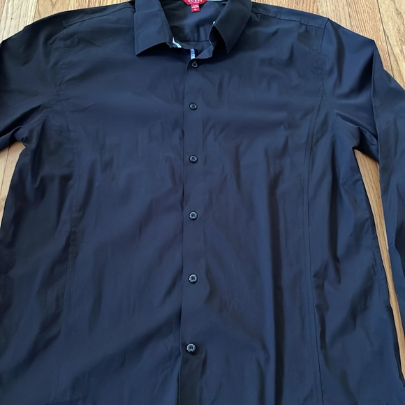 Guess mens black bottom up shirt XL  nwt - Picture 3 of 10